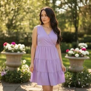 J.Crew Re-Imagined Purple Tiered Fit & Flare Midi Dress Size 10